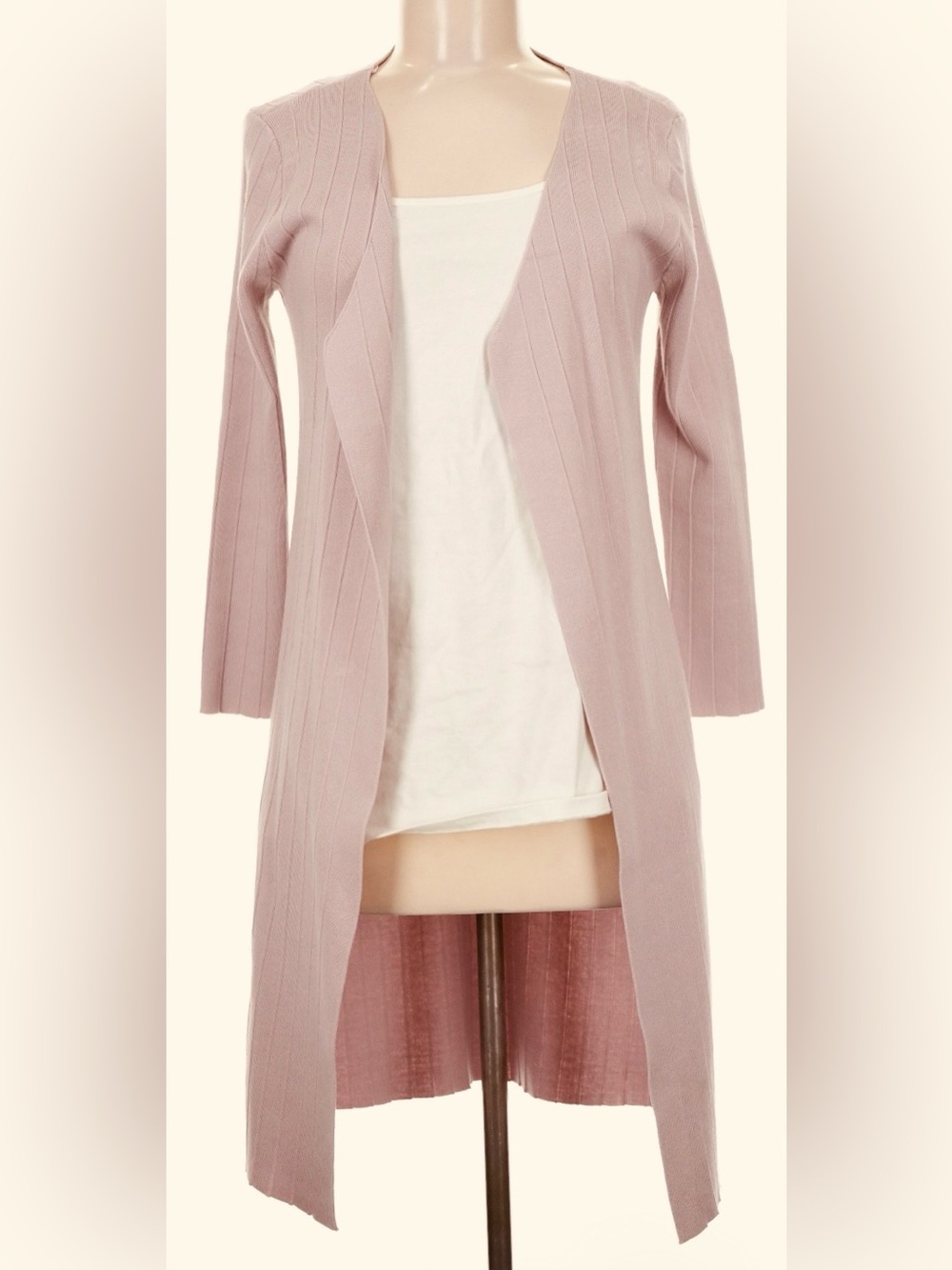 SILK & SALT Pink Ribbed Open Front Duster Cardigan NWT MEDIUM